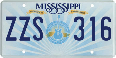 MS license plate ZZS316