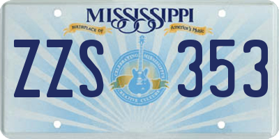 MS license plate ZZS353