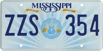 MS license plate ZZS354