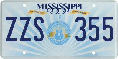 MS license plate ZZS355
