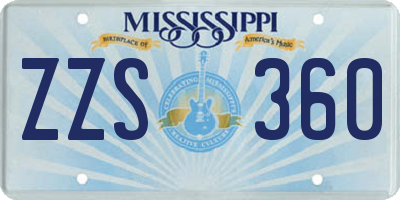 MS license plate ZZS360