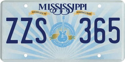 MS license plate ZZS365