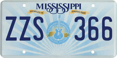 MS license plate ZZS366