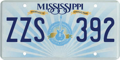 MS license plate ZZS392