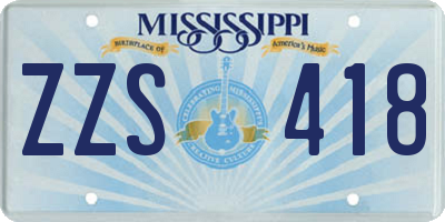 MS license plate ZZS418