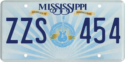 MS license plate ZZS454