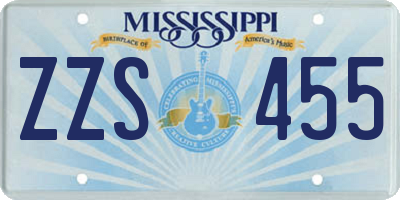 MS license plate ZZS455