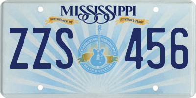 MS license plate ZZS456