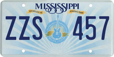 MS license plate ZZS457