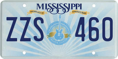 MS license plate ZZS460