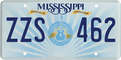 MS license plate ZZS462