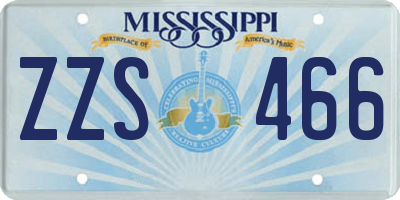 MS license plate ZZS466