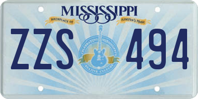 MS license plate ZZS494