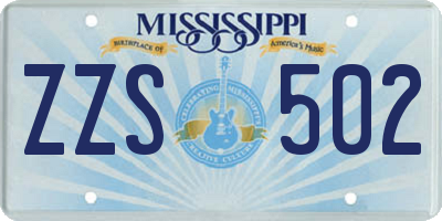 MS license plate ZZS502