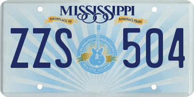 MS license plate ZZS504