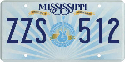 MS license plate ZZS512