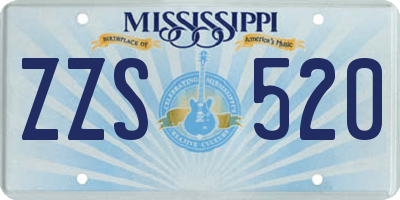 MS license plate ZZS520