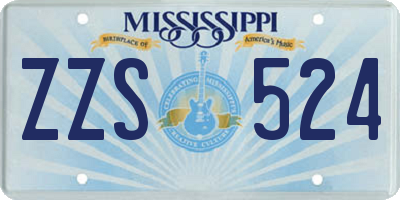 MS license plate ZZS524