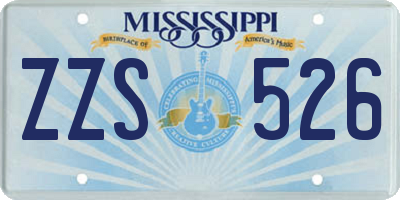 MS license plate ZZS526
