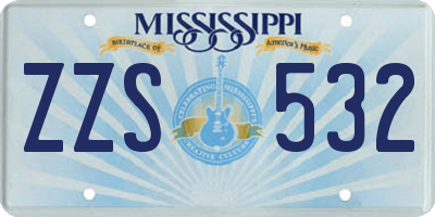 MS license plate ZZS532