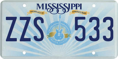 MS license plate ZZS533