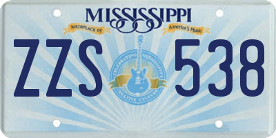 MS license plate ZZS538