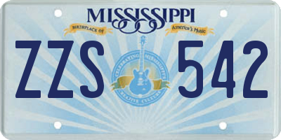 MS license plate ZZS542