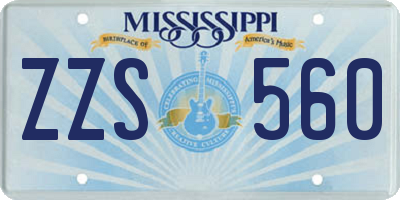 MS license plate ZZS560