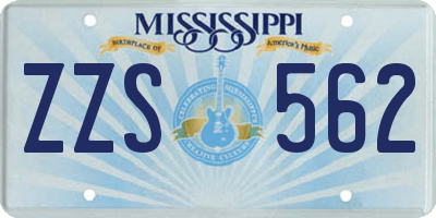 MS license plate ZZS562