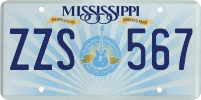 MS license plate ZZS567