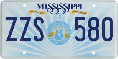 MS license plate ZZS580