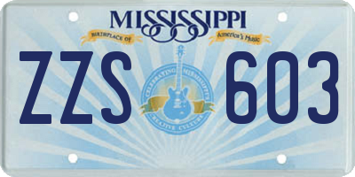 MS license plate ZZS603