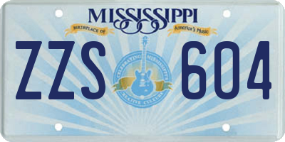 MS license plate ZZS604