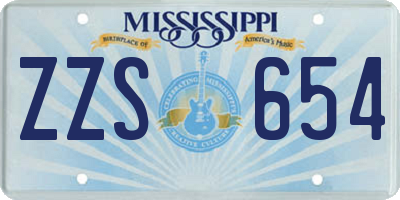 MS license plate ZZS654