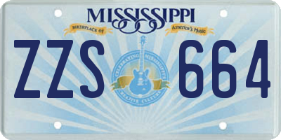 MS license plate ZZS664