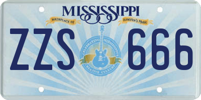 MS license plate ZZS666