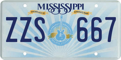 MS license plate ZZS667