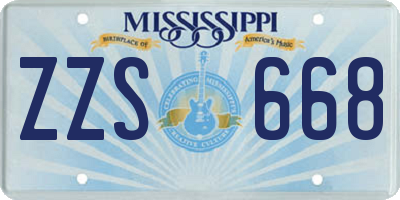 MS license plate ZZS668