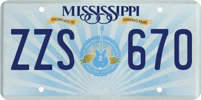 MS license plate ZZS670