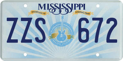 MS license plate ZZS672