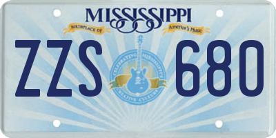 MS license plate ZZS680