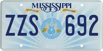 MS license plate ZZS692