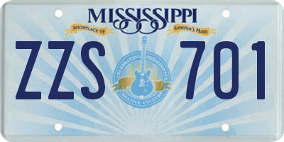 MS license plate ZZS701