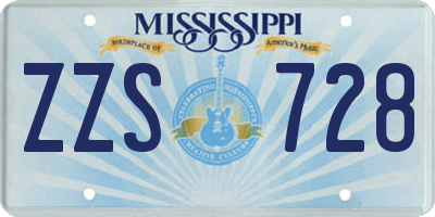 MS license plate ZZS728