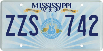 MS license plate ZZS742