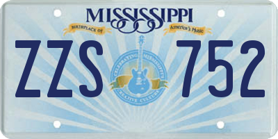 MS license plate ZZS752