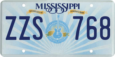 MS license plate ZZS768