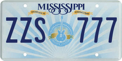 MS license plate ZZS777