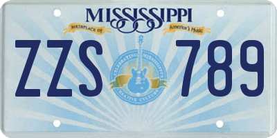 MS license plate ZZS789