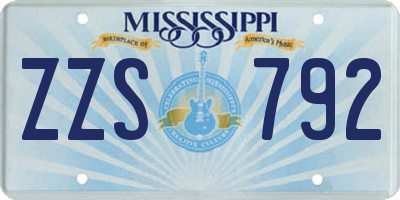 MS license plate ZZS792